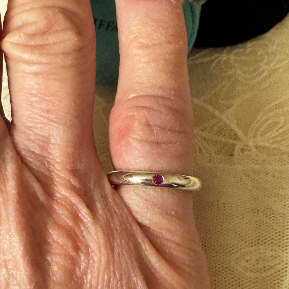 Tiffany & Co. Sterling Silver and Ruby stackable ring.